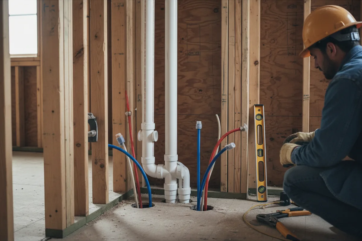 Drain and supply rough-in during Sump Pump Repair in Quincy